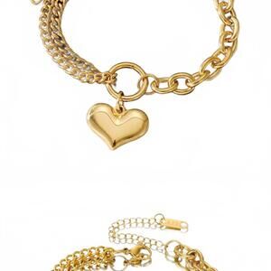 Gold Heart Charm Bracelet